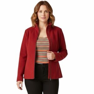 🧥 Jones New York Red Wool Blend Zip-Up Car Coat | Quilted Lined | Sz 14